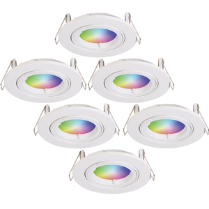 Hoftronic smart Set of 6 smart WiFi LED recessed spotlight Dublin RGBWW tiltable white IP20