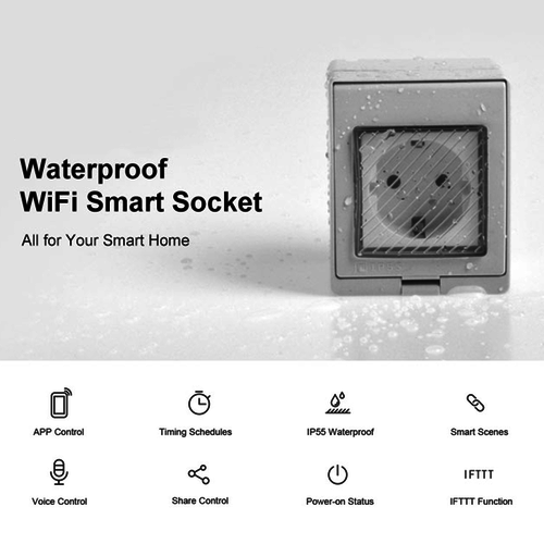 V-TAC Set of 6 Smart socket waterproof white - Connectable with Google Home & Alexa