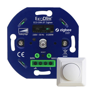 Ecodim Eingebauter intelligenter LED-Dimmer 0-200 Watt Phasen abschnitt Inklusive Abdeckrahmen und Knopf