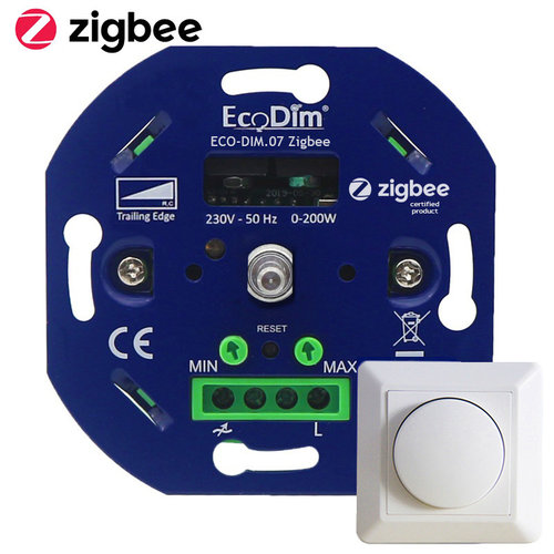 Ecodim Eingebauter intelligenter LED-Dimmer 0-200 Watt Phasen abschnitt Inklusive Abdeckrahmen und Knopf 2 Jahre Garantie