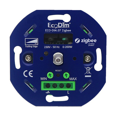 Ecodim Eingebauter intelligenter LED-Dimmer 0-200 Watt Phasen abschnitt Inklusive Abdeckrahmen und Knopf 2 Jahre Garantie