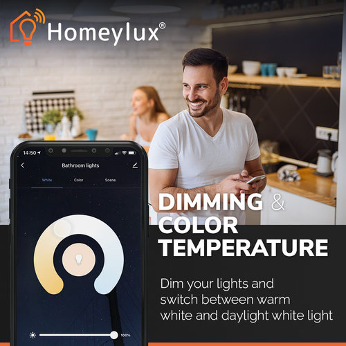 Homeylux Set van 6 stuks smart WiFi LED inbouwspots Pittsburg dimbaar RGBWW kantelbaar wit IP20
