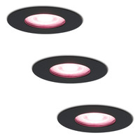 Satz von 3 intelligenten WiFi dimmbaren RGBWW LED-Einbaustrahlern Bari Schwarz 5 Watt IP65 spritzwassergeschützt