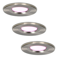 Set of 3 smart WiFi dimmable RGBWW LED recessed spotlights stainless steel Venezia 6 Watt IP65