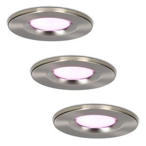 Hoftronic smart Set of 3 smart WiFi dimmable RGBWW LED recessed spotlights stainless steel Venezia 6 Watt IP65