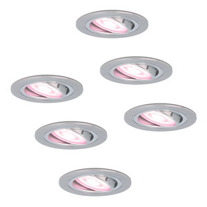 Hoftronic smart Set of 6 smart WiFi LED recessed spotlight Chandler RGBWW tiltable IP20