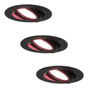 Hoftronic smart 3x Smart LED inbouwspots Rome zwart 6 Watt RGBWW IP44 kantelbaar