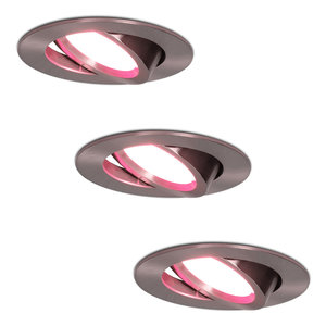 Hoftronic smart 3x Smart LED Einbaustrahler Rome Edelstahl 6 Watt Ultra Flach RGBWW IP44 Schwenkbar