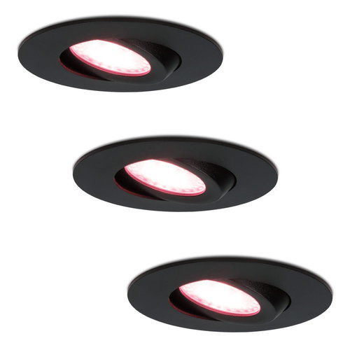 Hoftronic smart 3x Smart LED downlight Napels black 8 Watt RGBWW IP65 tiltable