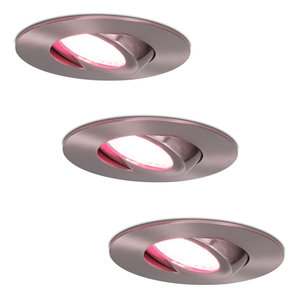 Hoftronic smart 3x Smart LED inbouwspots Napels RVS 8 Watt RGBWW IP65 kantelbaar