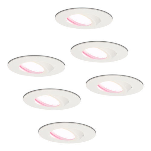 Hoftronic smart 6x Smart LED inbouwspots Napels wit 8 Watt RGBWW IP65 kantelbaar