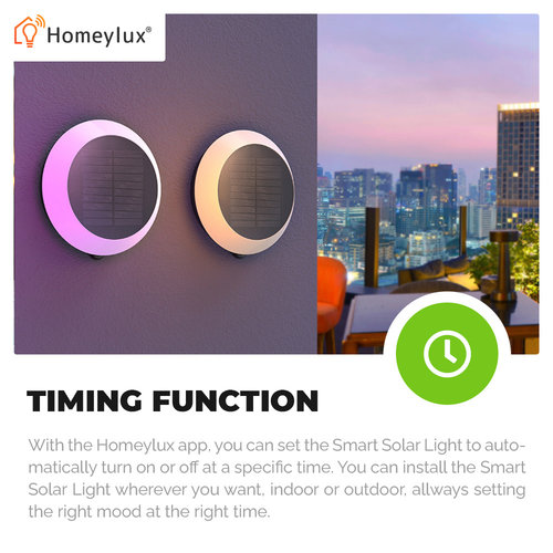 Hoftronic smart 6x LED Smart Solarlamp 1.5 Watt RGBWW - Prikspot - Wandlamp - Hanglamp - BLE