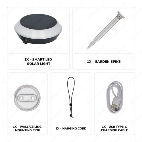 Hoftronic smart 9x LED Smart Solarlamp 1.5 Watt RGBWW - Prikspot - Wandlamp - Hanglamp - BLE