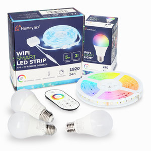 Homeylux Homeylux RGBWW Smart starter kit 3 pieces 7 Watt E27 bulbs +1x Smart LED Strip 5m