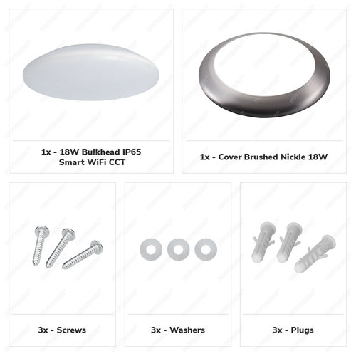 Hoftronic smart LED Ceiling lamp WiFi + Bluetooth 18W CCT - 1900lm - IK10 - Ø30 cm - Stainless steel - IP65