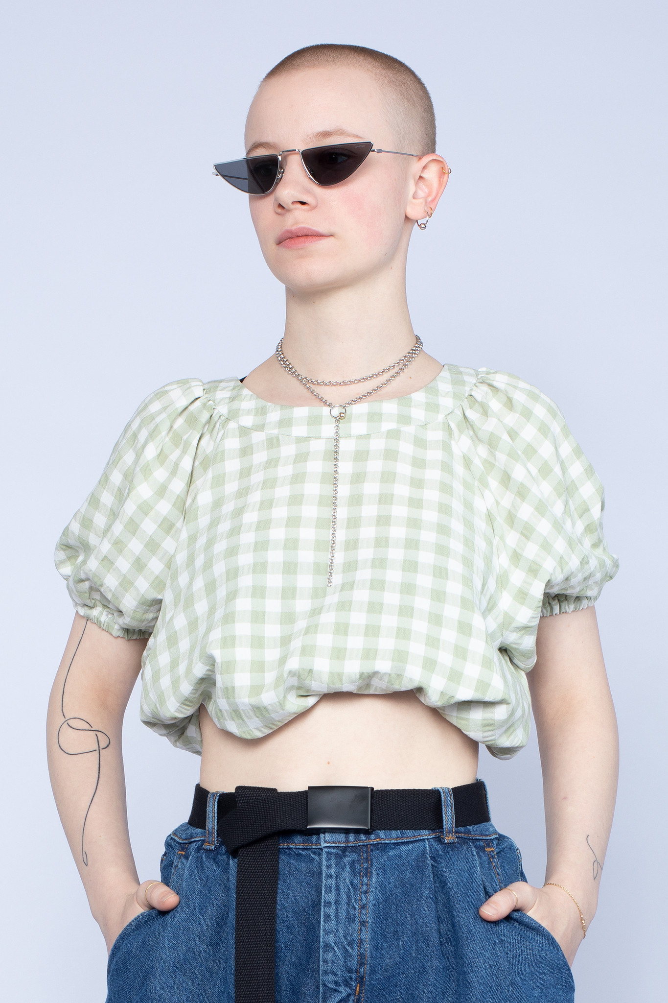 Gingham Slouchy Top