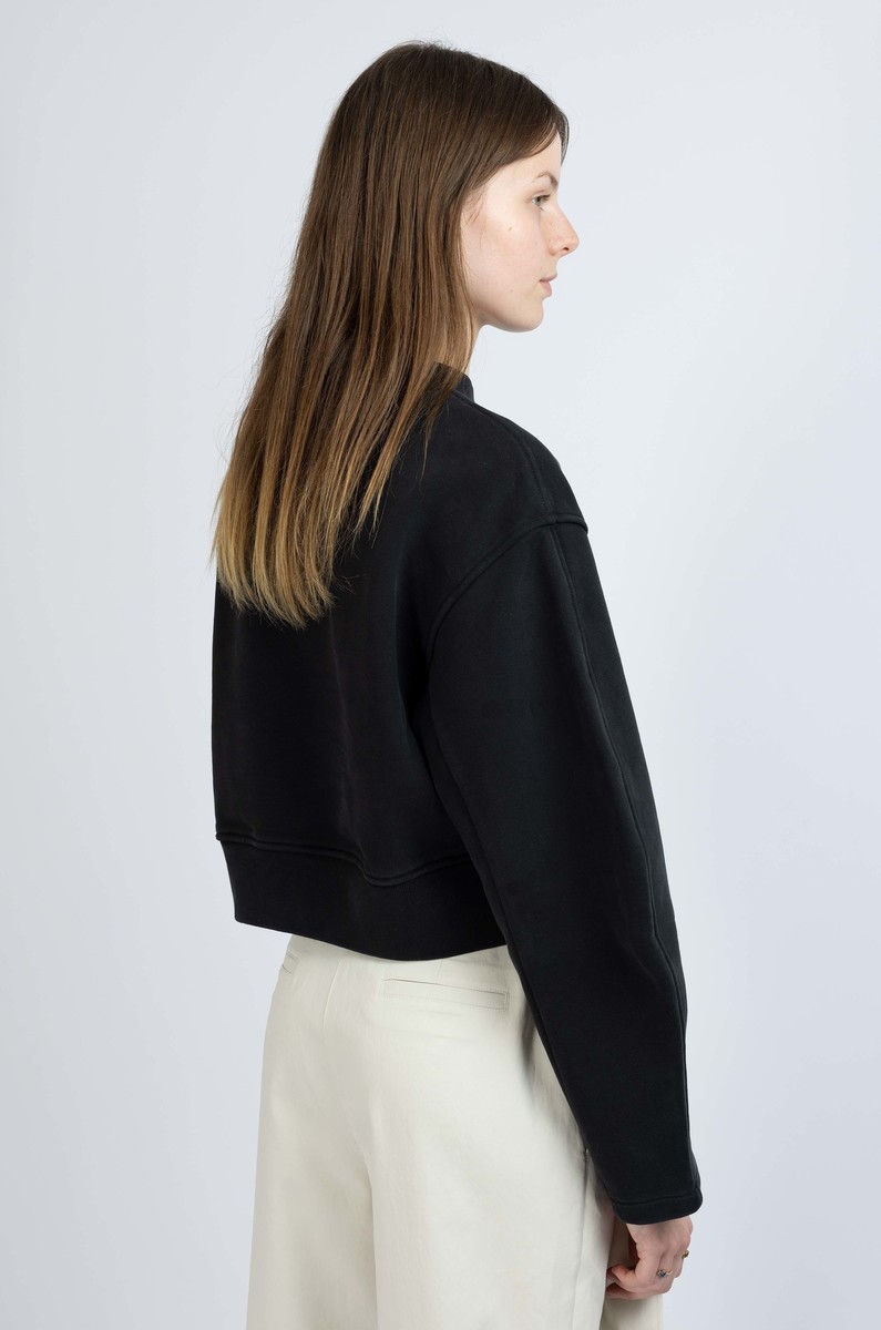 Amomento Amomento Garment Dyed Round Crop Sweater Black