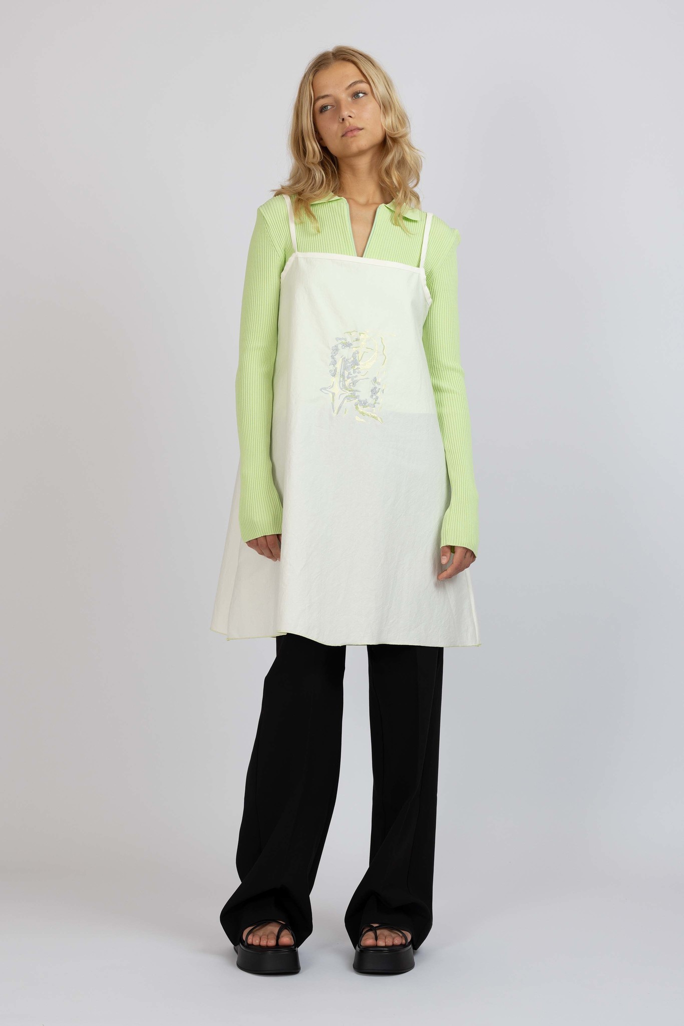 white dress with garden crossings