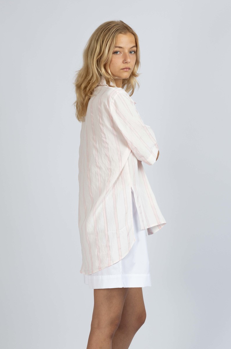 NORR NORR Coby SS Shirt Light Pink Stripe