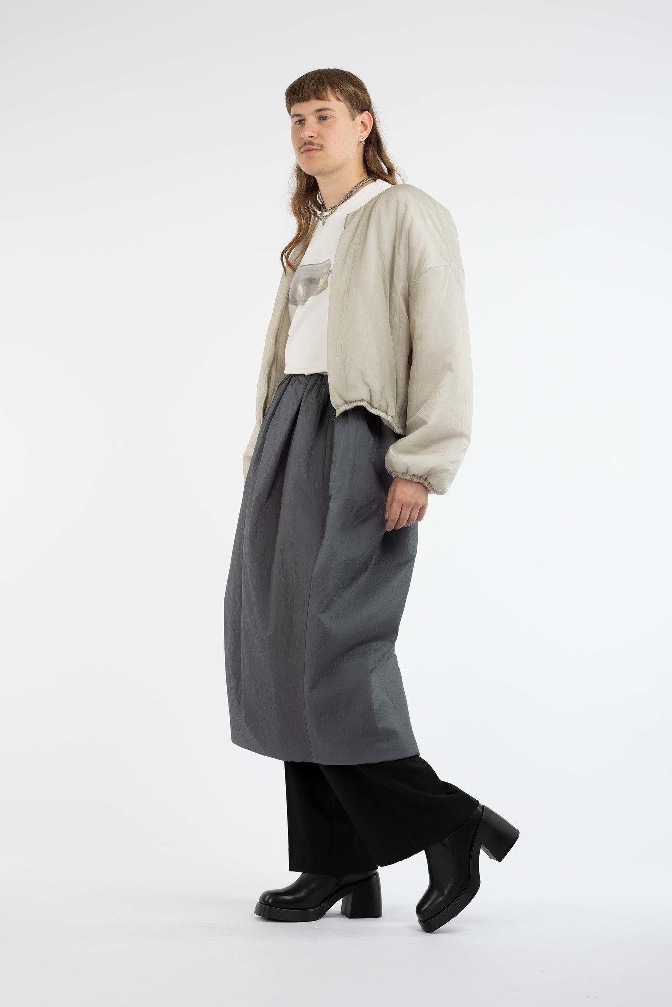 Sheer Padded Round Skirt Charcoal | Welcome to Shelter