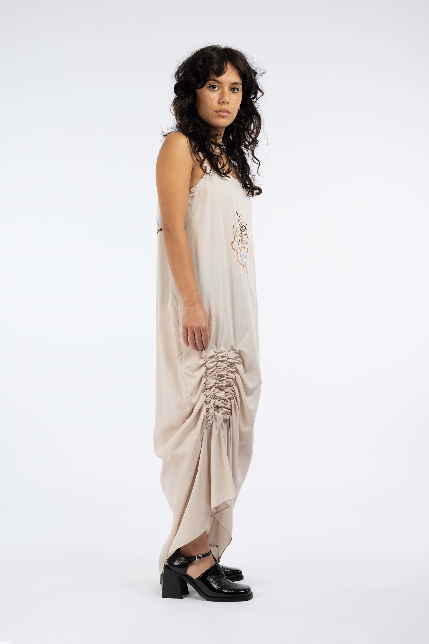 creme dress with freshness of being