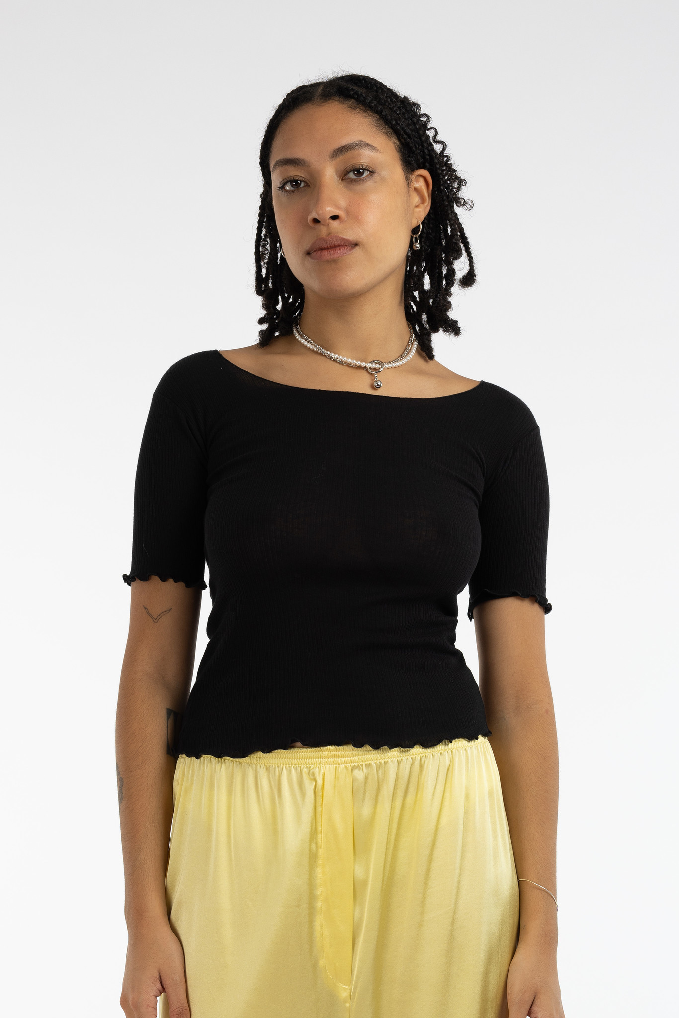 Pama 3/4 Cotton Rib Black