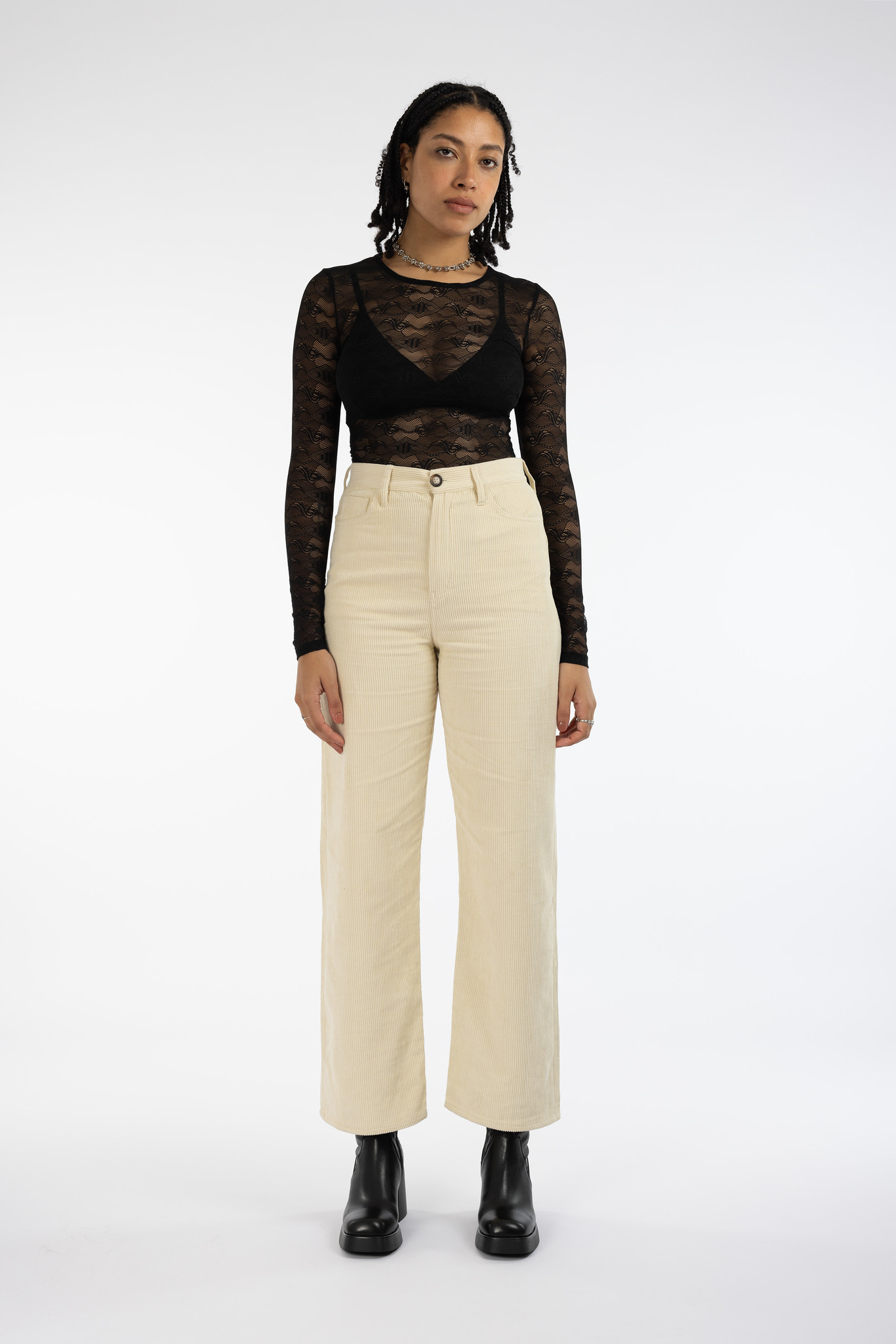 Keler High Loose Corduroy Pants Beige