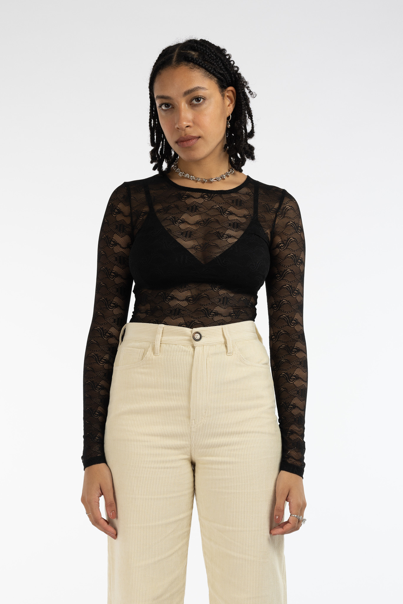 Lace Monogram LS Black