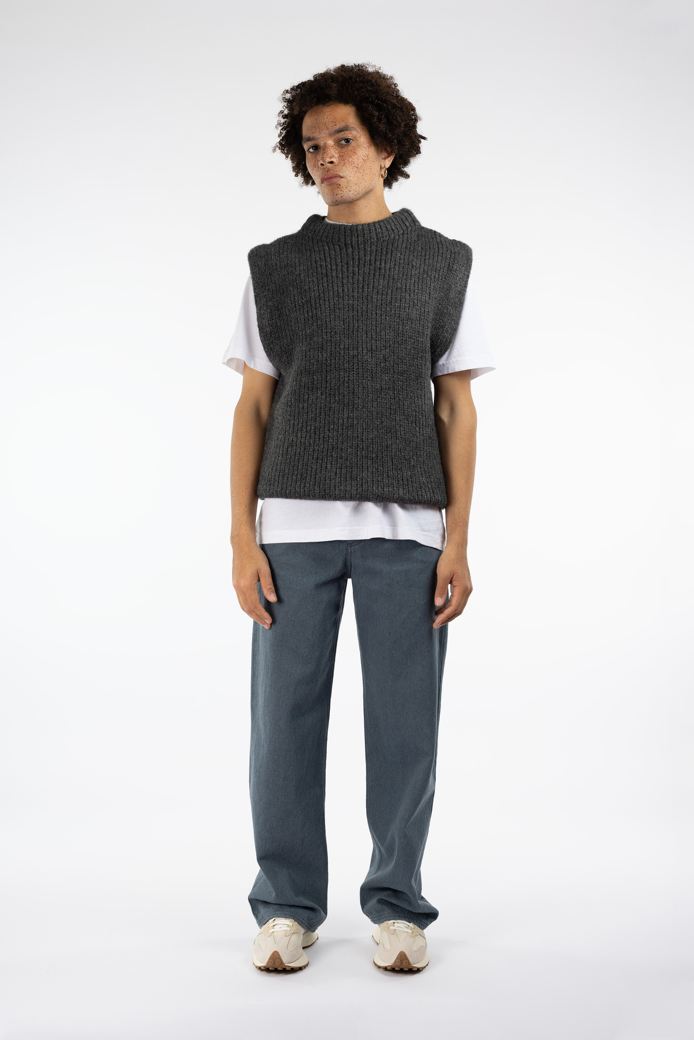 Fuscia Boxy Waistcoat Dark Grey Melange