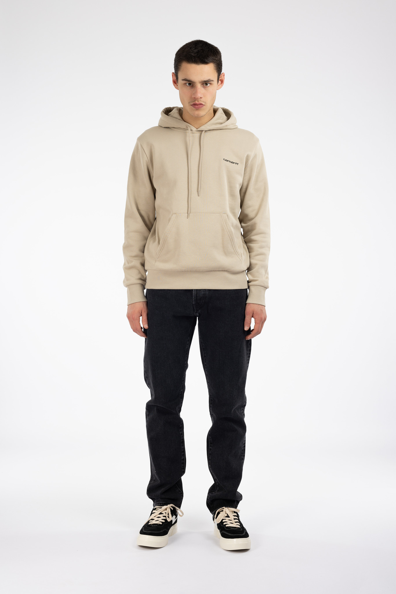 Hooded Script Embroidery Sweat Wall
