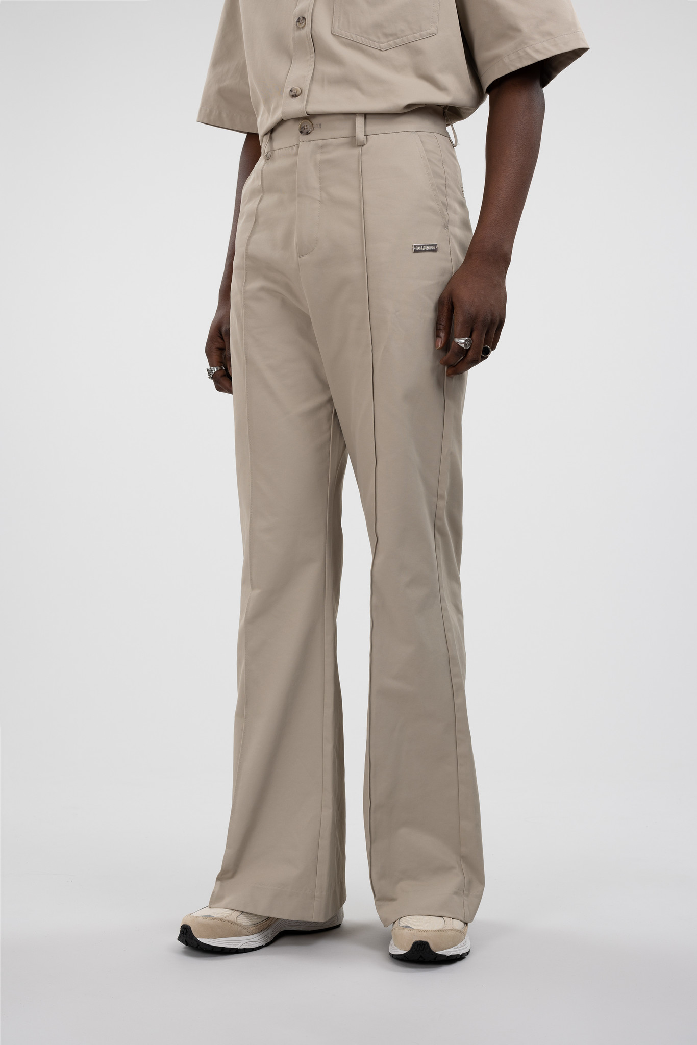 Flared Trousers Light Grey