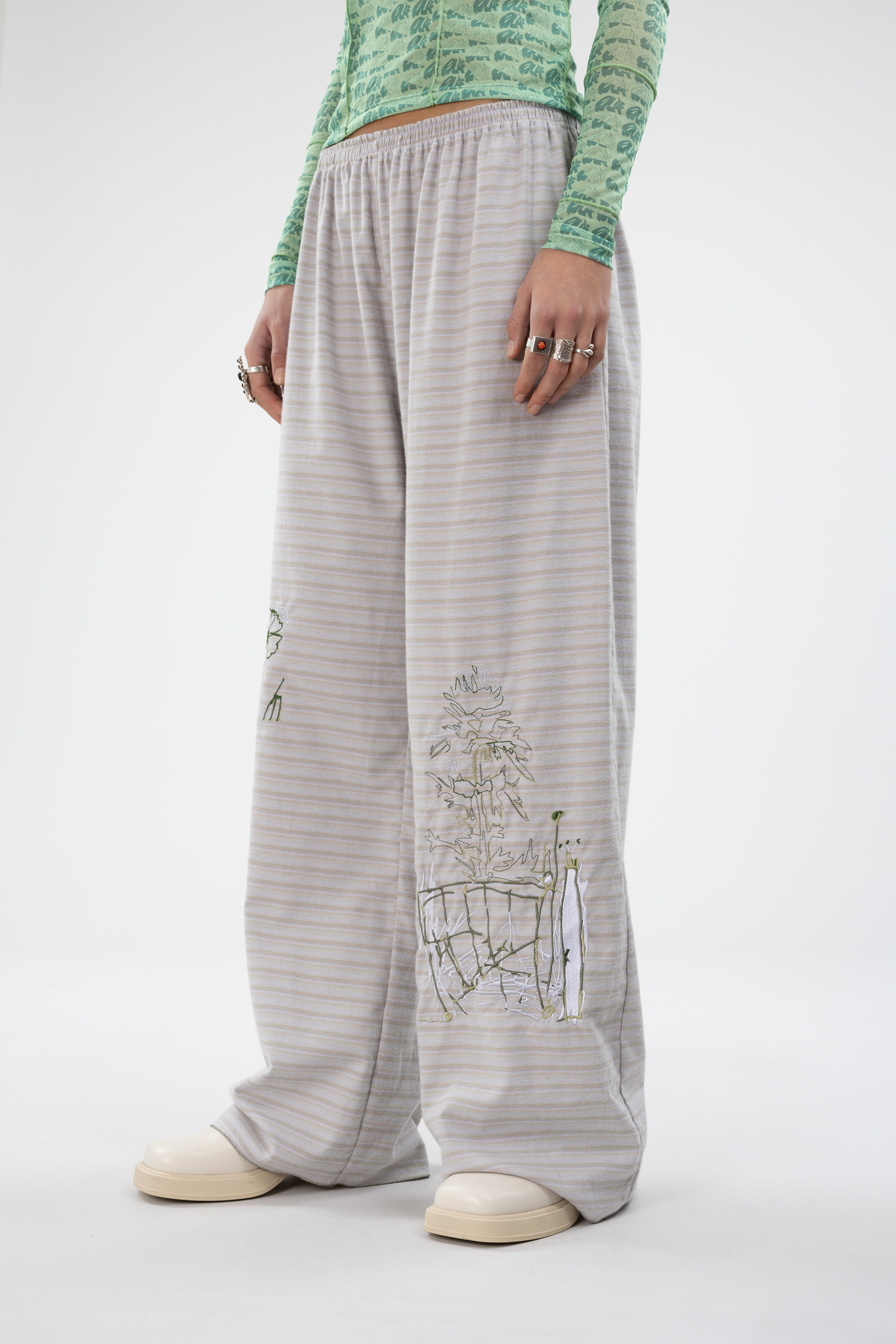 grey striped trousers with thistle chaos