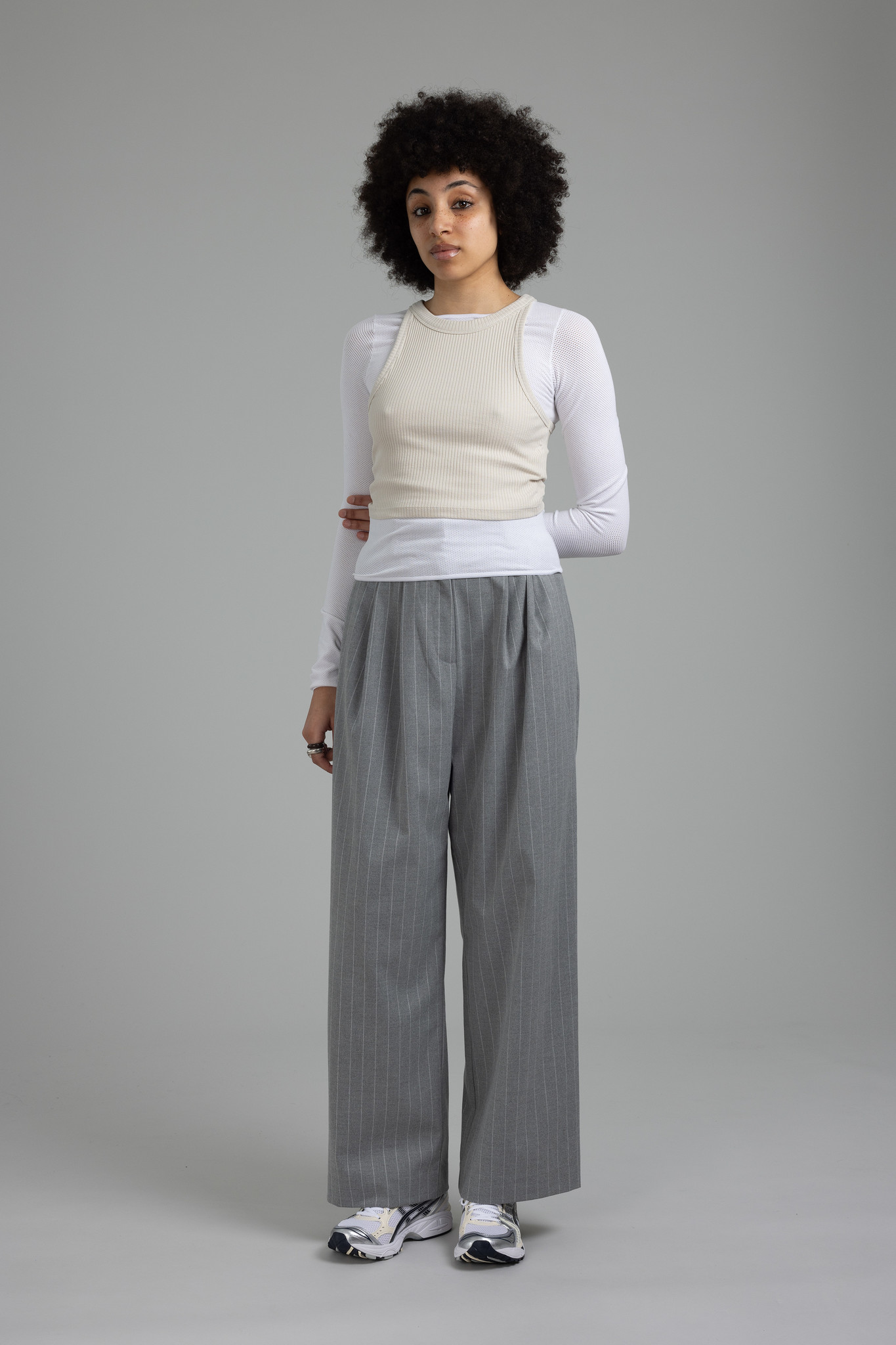 Cropped Racer Top Light Sand