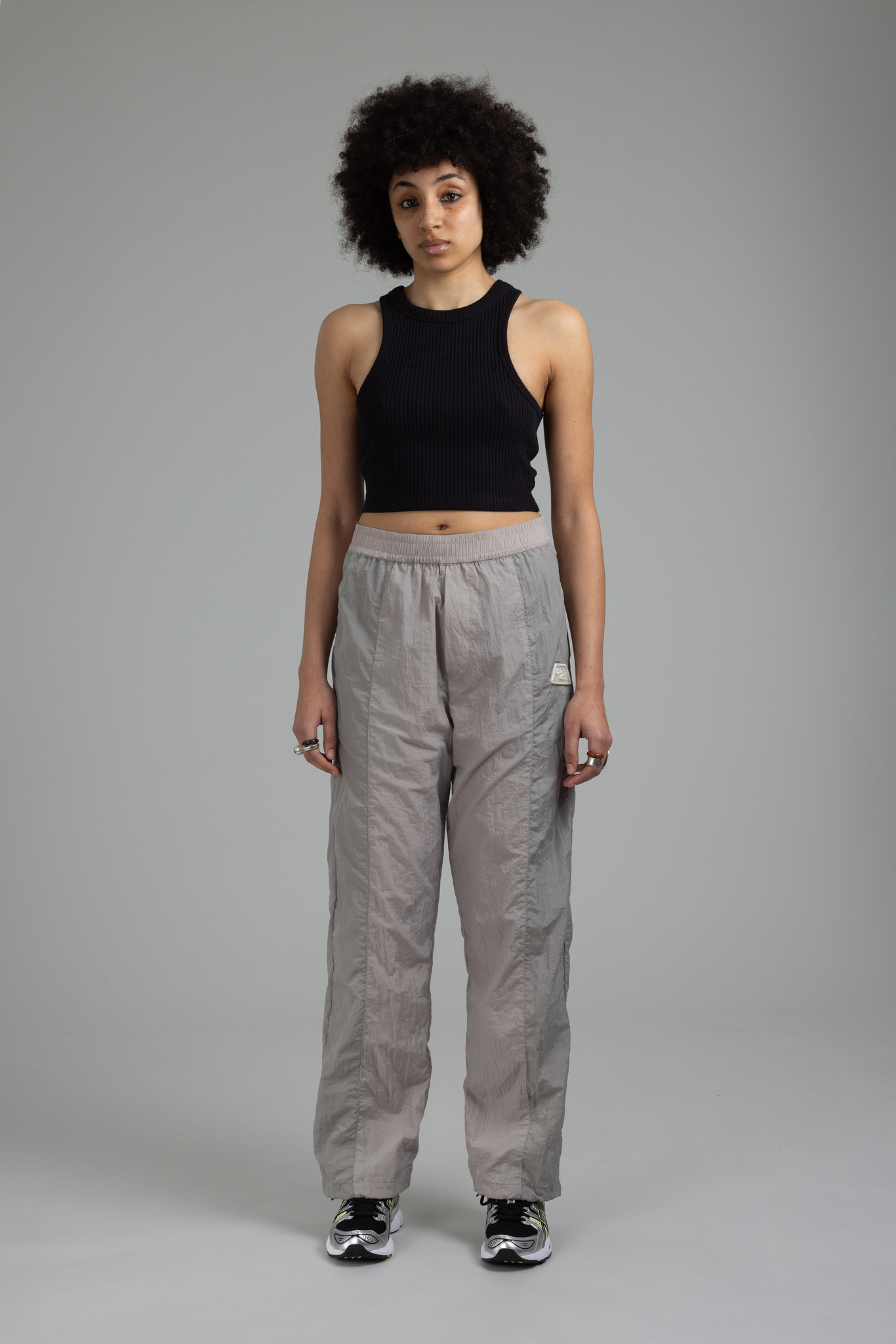 Ribbed Crop Racer Top Black