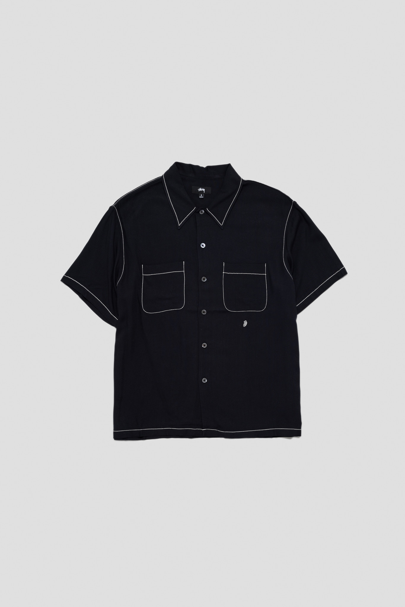 Contrast Pick Stitched Shirt Black