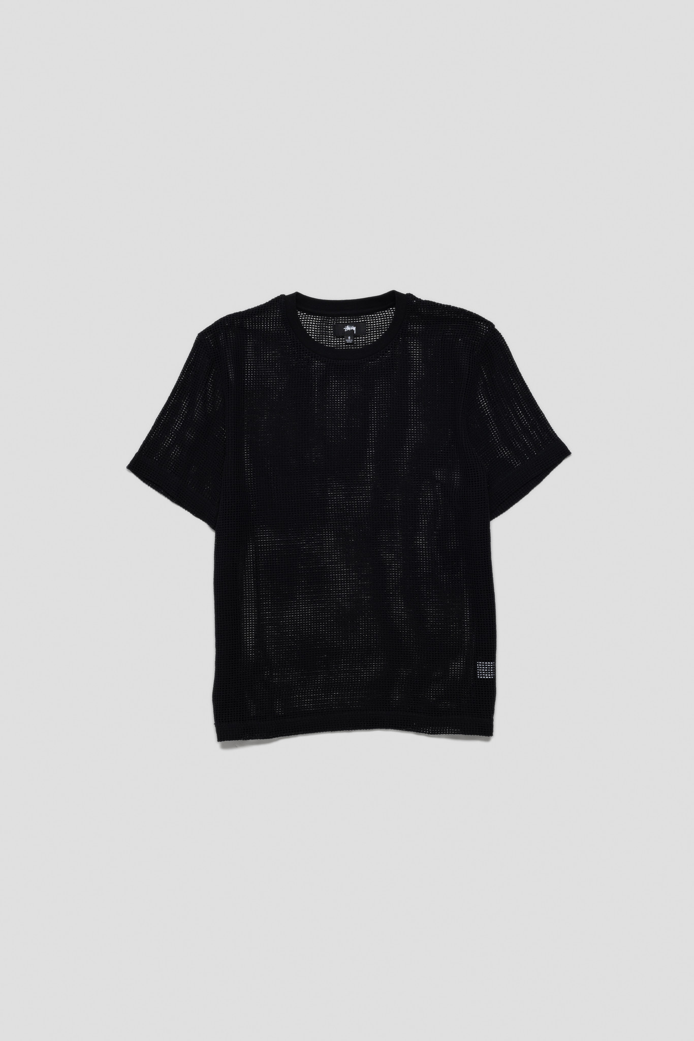 Cotton Mesh SS Crew Black