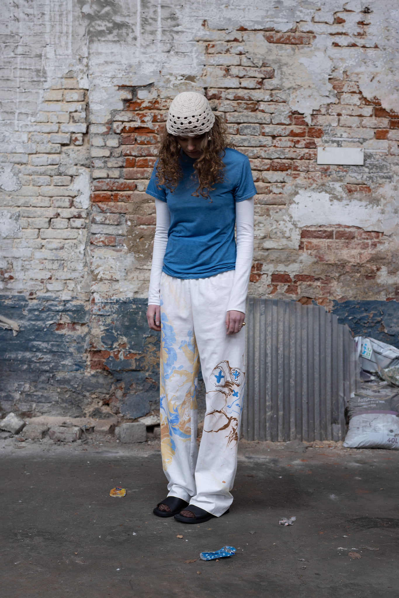 white trousers with breaking waves