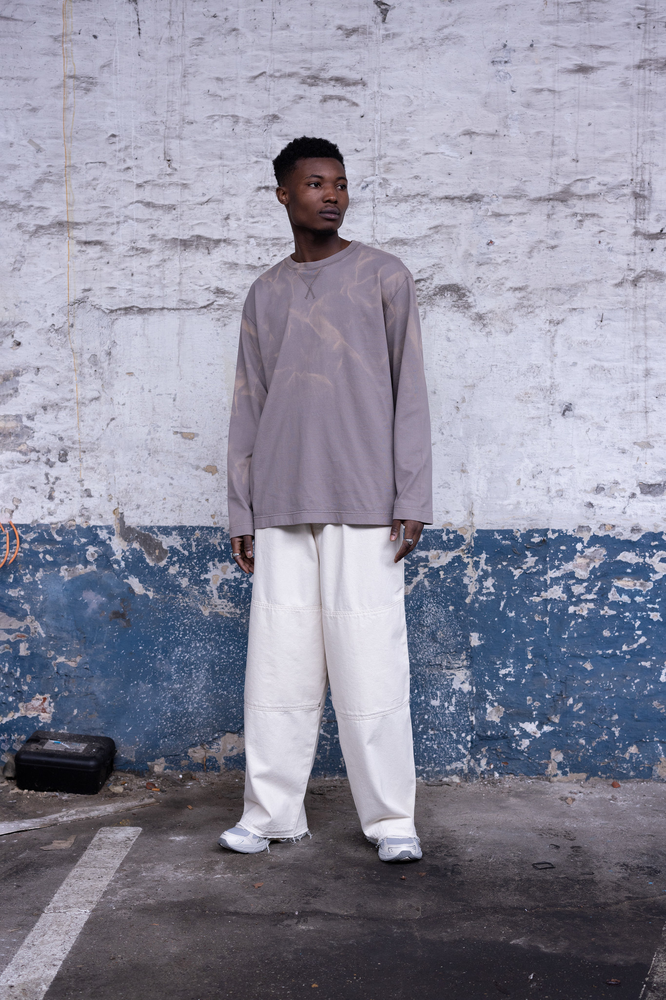 Flame LS Tee Steel Grey Sun Faded