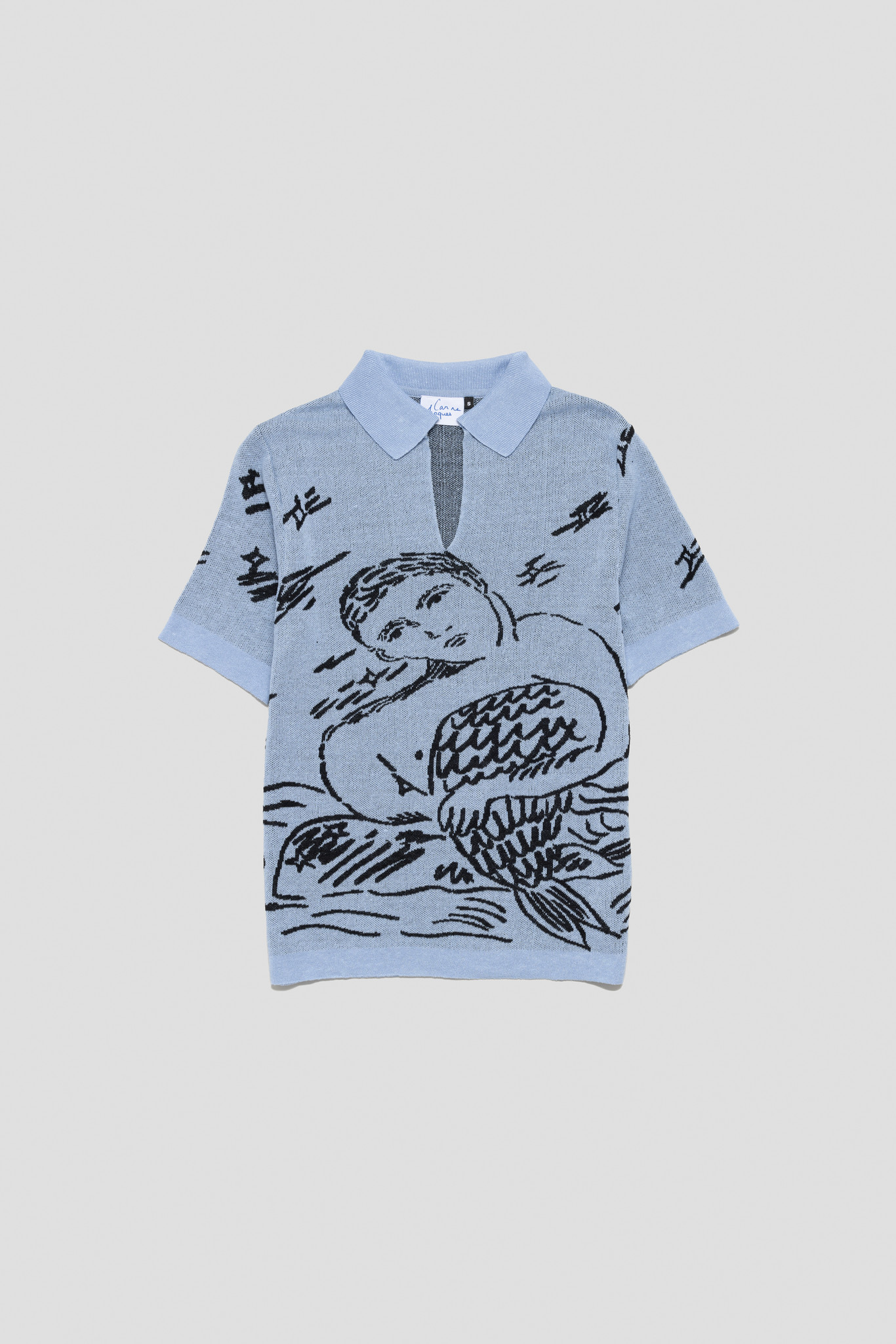 Dirty Lancing Knit Polo Baby Blue