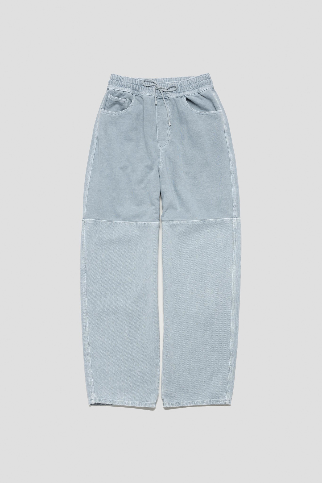 Drawstring Denim Pants Blue Grey