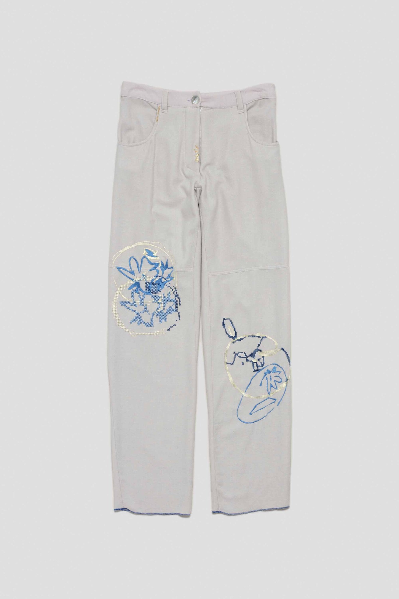 grey trousers with cross patterns for (a) film