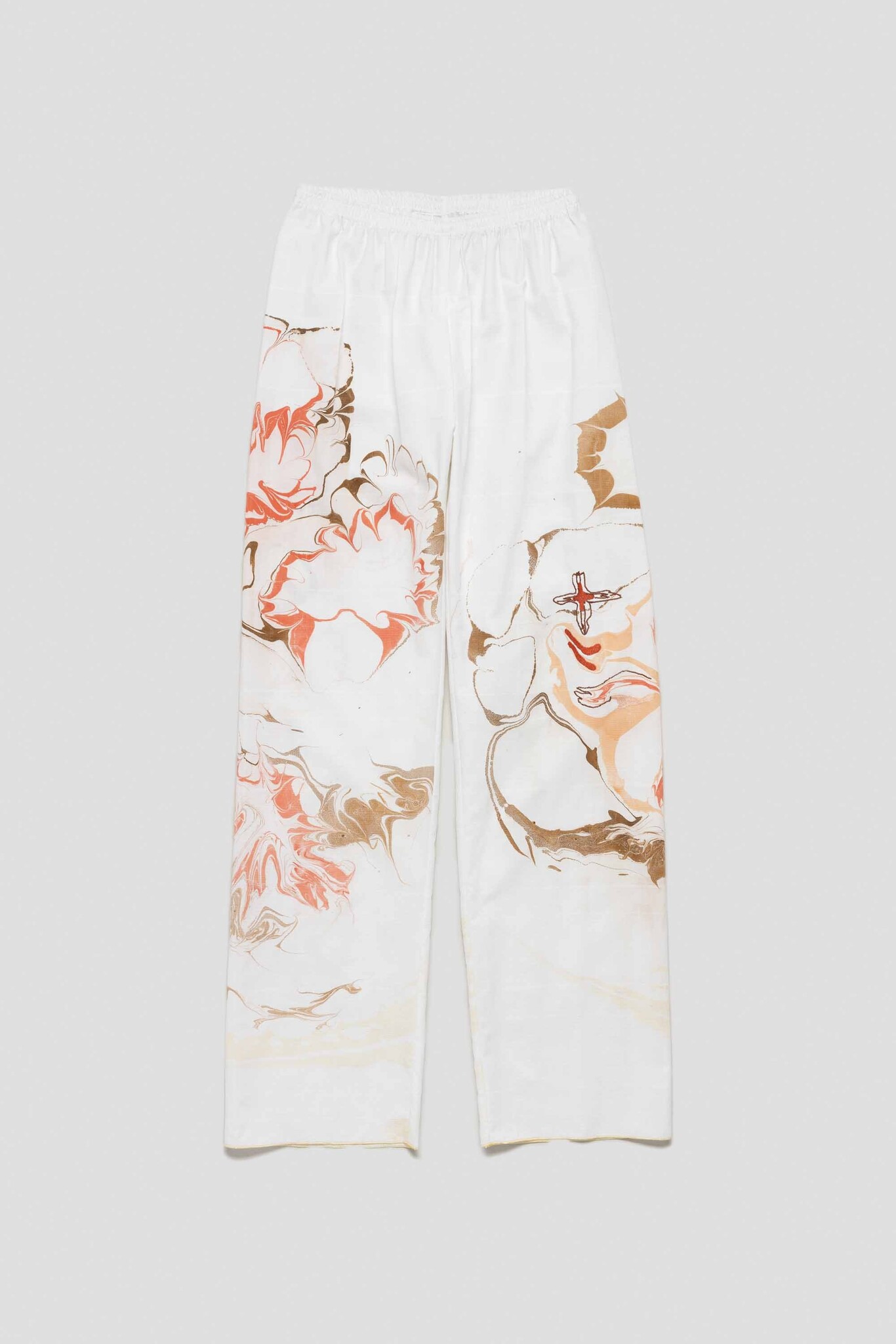 white trousers with red wave breaks