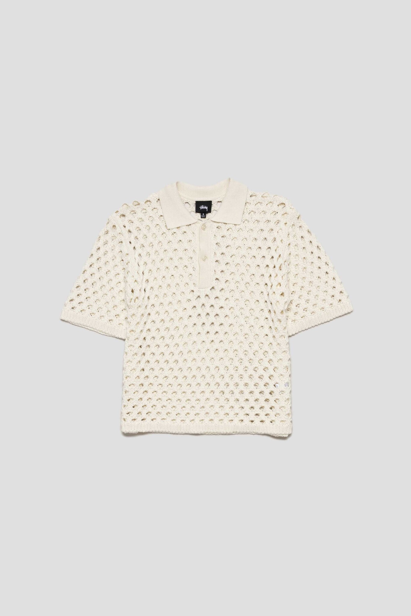Big Mesh Polo Sweater Ivory