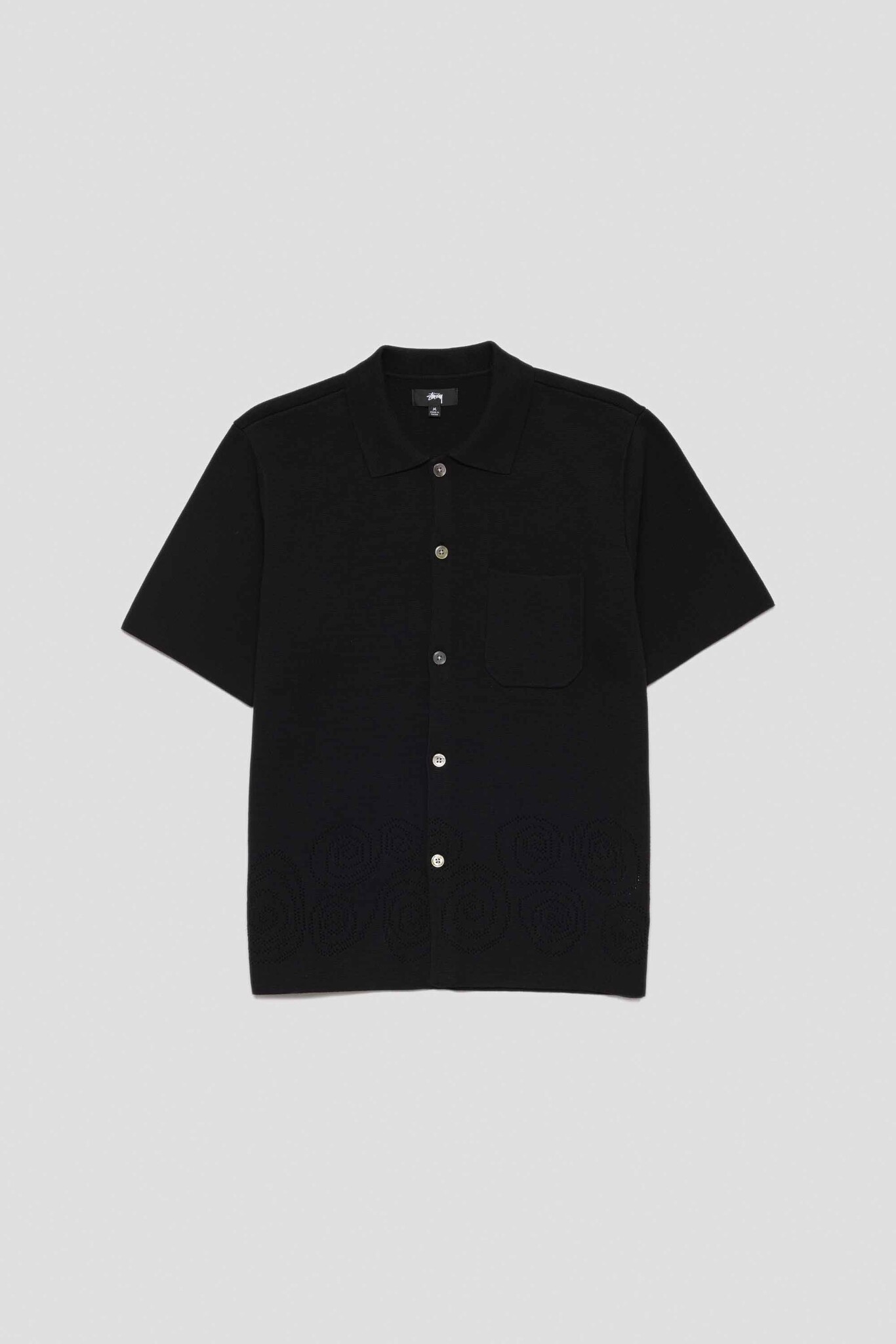 Perforated Swirl Knit Shirt Black
