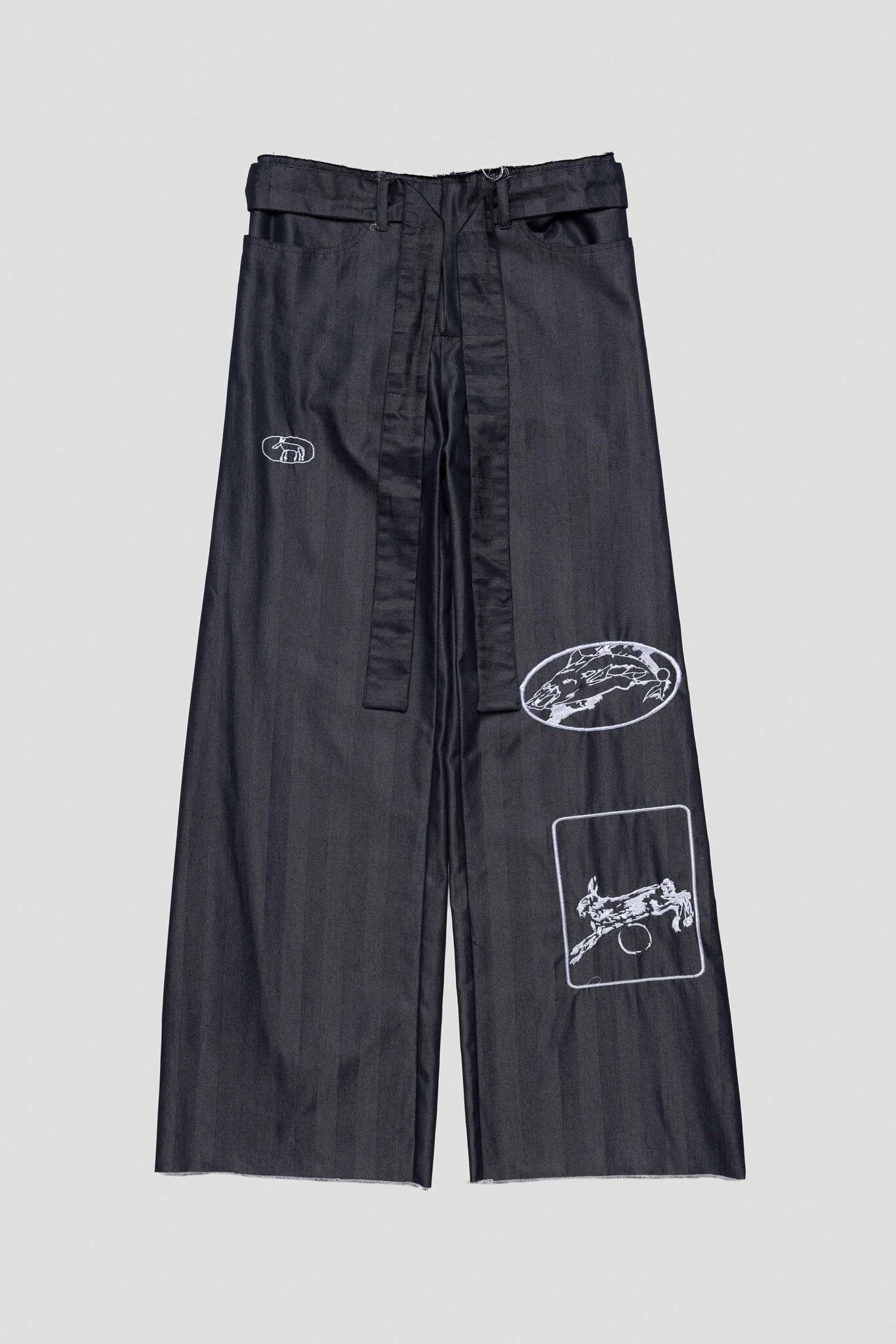blue trousers with shark & moon jumping hare