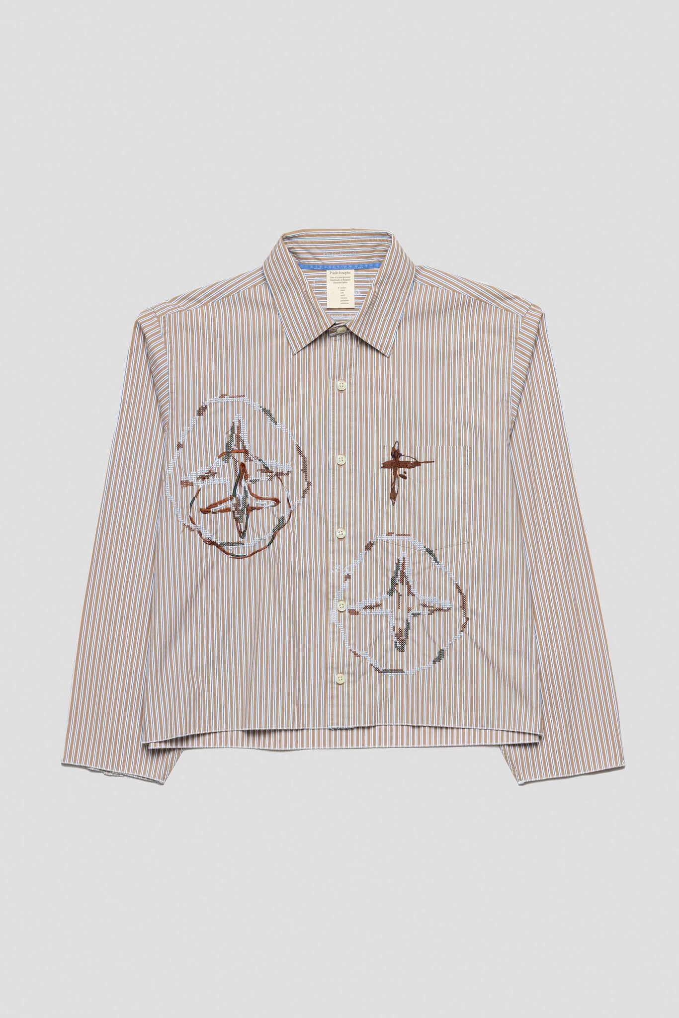 brown striped shirt with double crosses