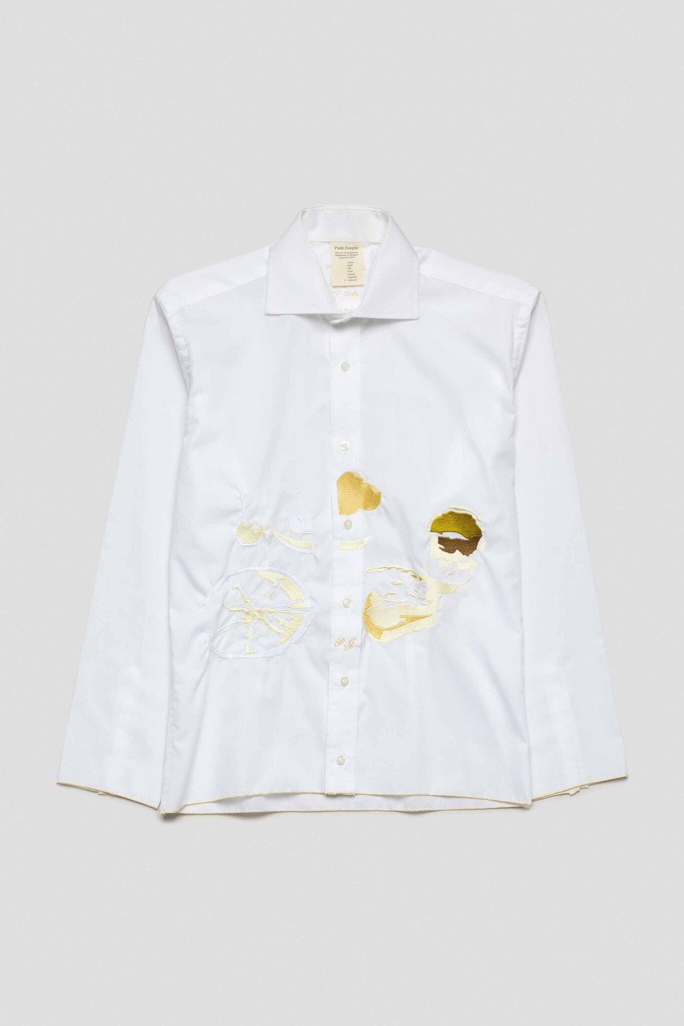 white shirt with dinner table