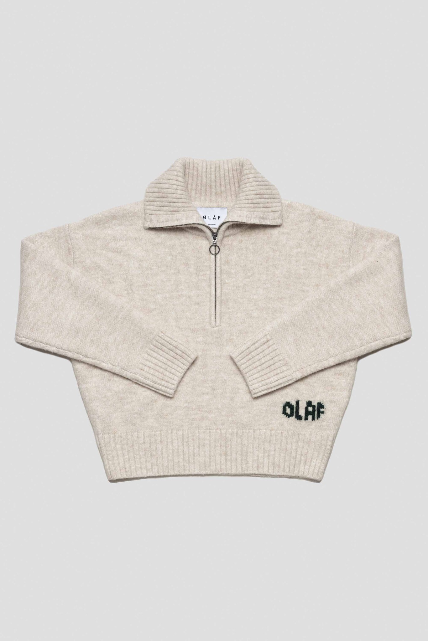 Stencil Knit Zip Mock Off White