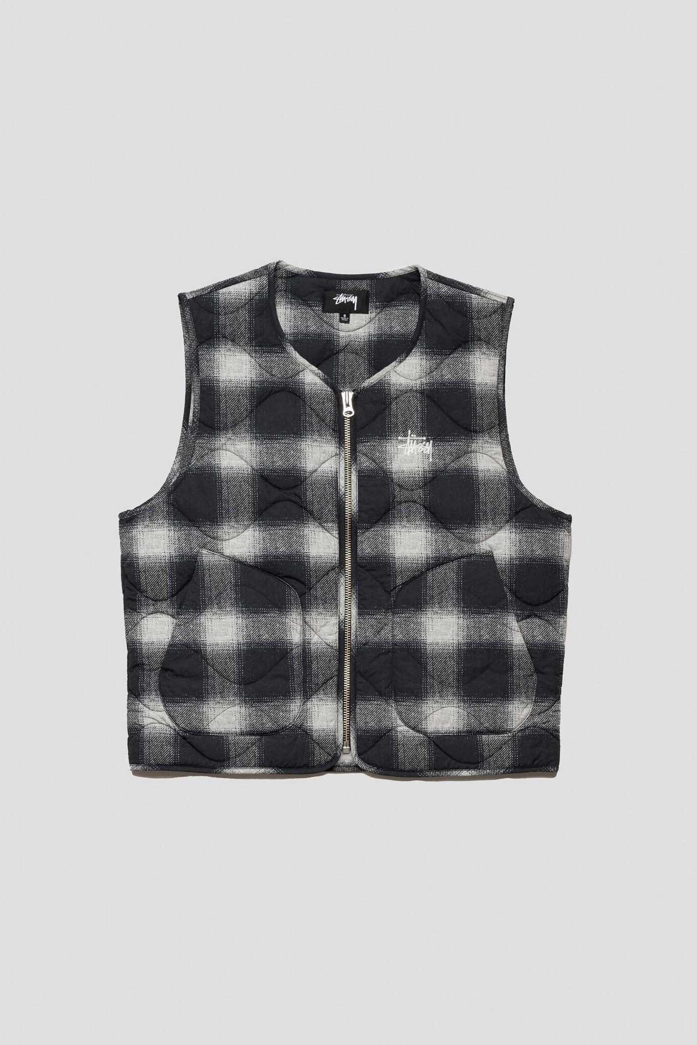 Plaid Nylon Liner Vest Black