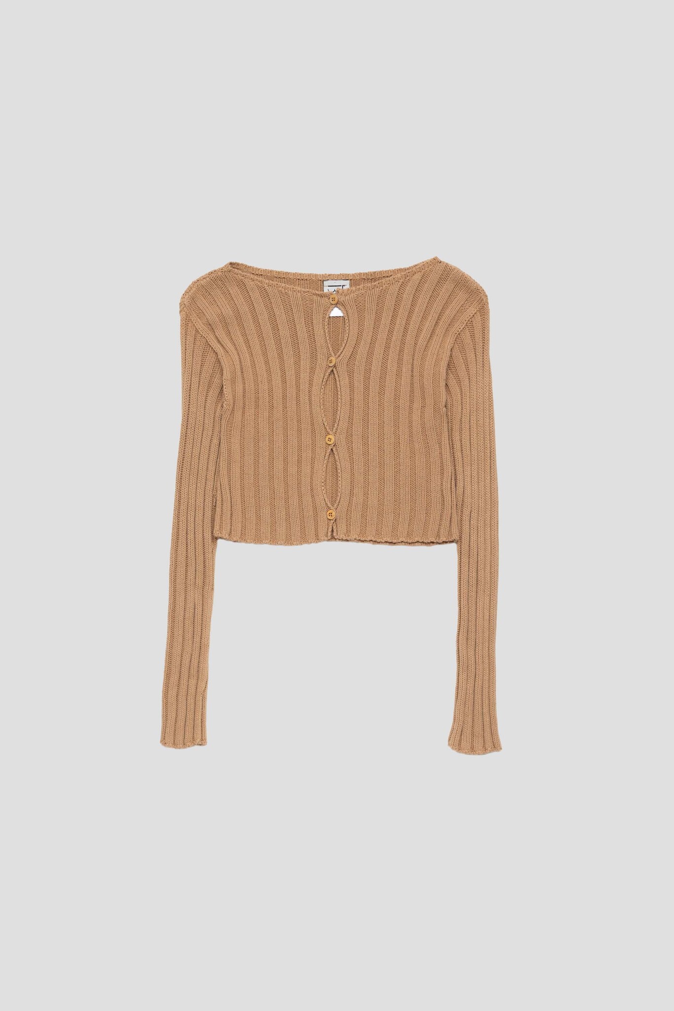 Brandy Brown Melange Knit Off Shoulder Top